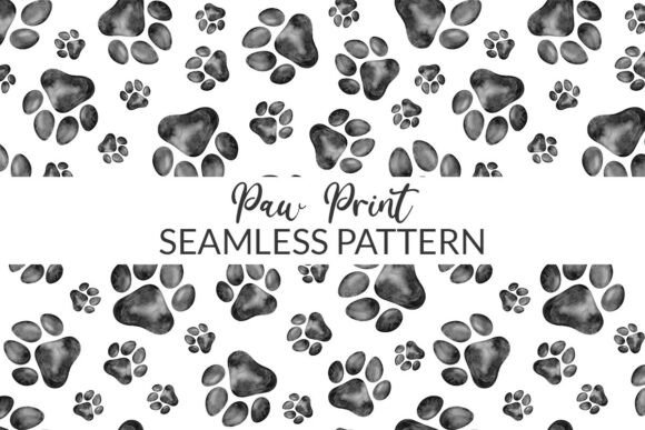Download Black Paw Print Seamless Pattern Paper - Black Collection