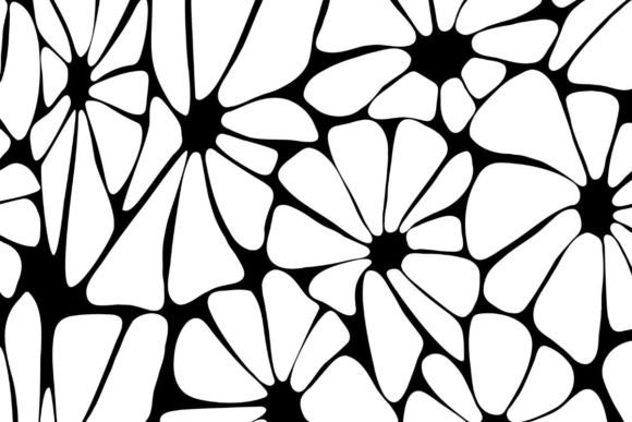 Download Black and White Retro Flower Pattern - Black Collection