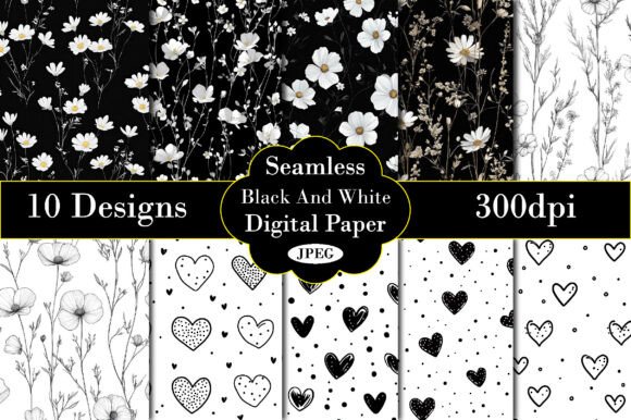 Download Black and White Background Digital Paper - Black Collection