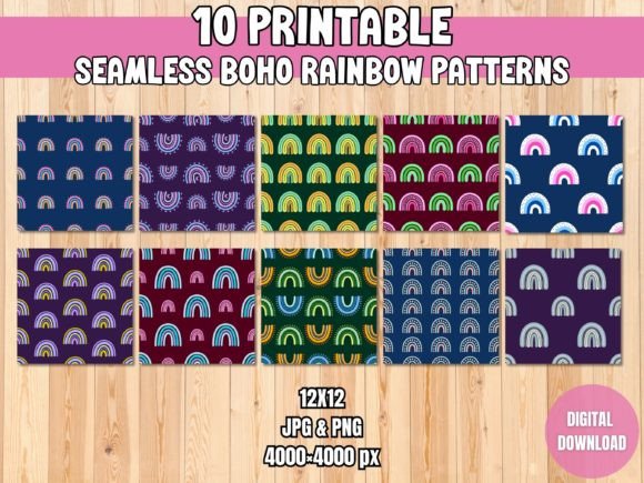 Download Seamless Boho Rainbow Patterns - Rainbow pattern Collection
