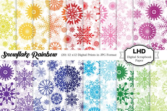 Download Digital Paper Snowflake Rainbow Patterns - Rainbow pattern Collection