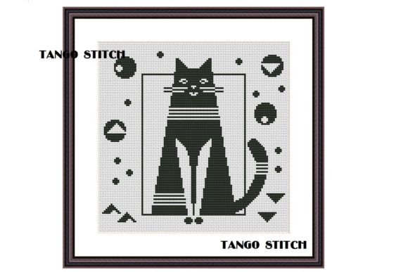 Download Abstract Black Cat Cross Stitch Pattern - Premium Resources