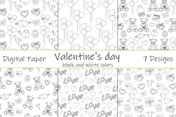 Download Patterns Valentine's Day Black and White - Black Collection
