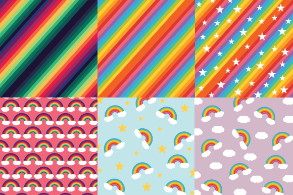 Download Rainbow Pattern Bundle, Digital Paper - Rainbow pattern Collection