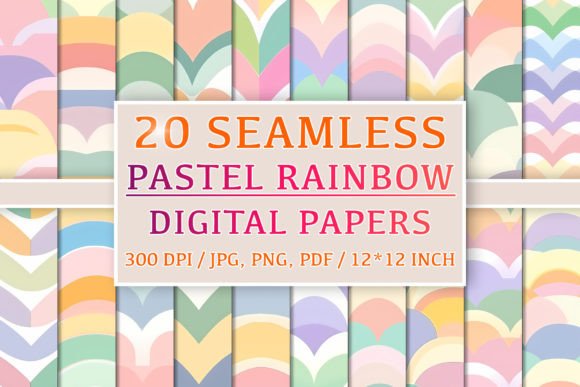 Download 20 Seamless Pastel Rainbow Patterns - Rainbow pattern Collection