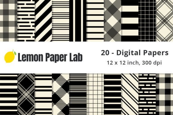 Download Black and Cream Stripes Digital Paper - Black Collection