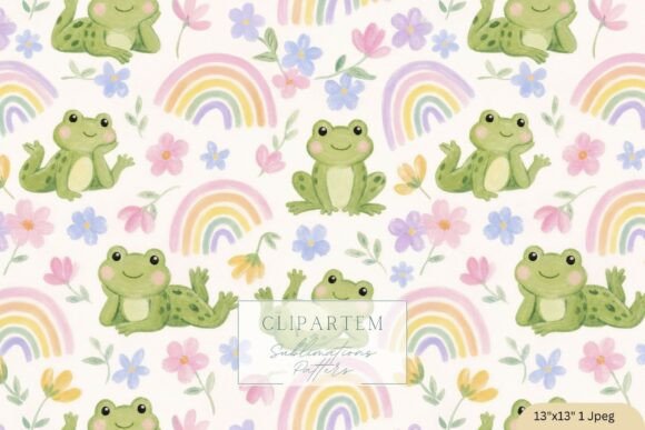 Download Cute Watercolor Frog Rainbow Pattern - Rainbow pattern Collection