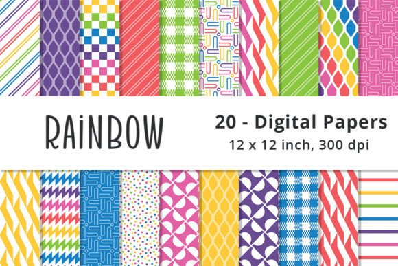 Download Rainbow Pattern Digital Paper Background - Rainbow pattern Collection