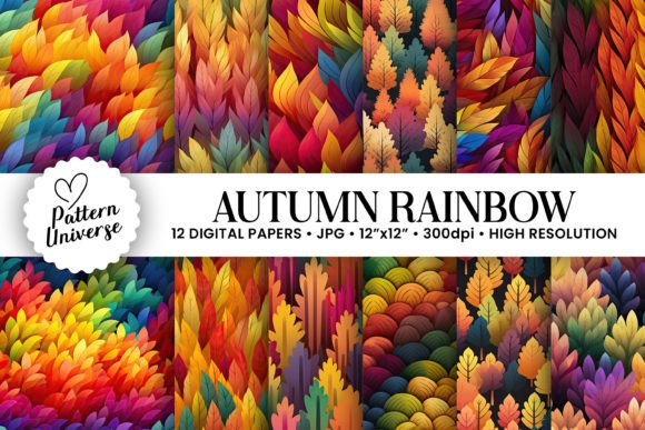 Download Autumn Rainbow Pattern Digital Papers - Rainbow pattern Collection