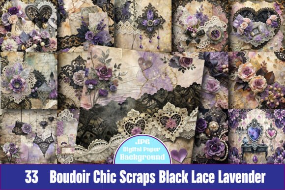 Download Boudoir Chic Scraps Black Lace Lavender - Black Collection