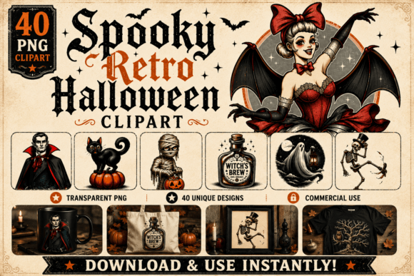 Download Retro Halloween Clipart Collection Vol.3 - Halloween Collection