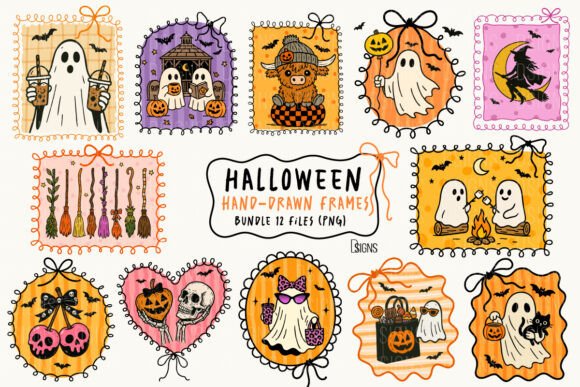 Download Halloween Hand-Drawn Frame Bundle Png - Halloween Collection