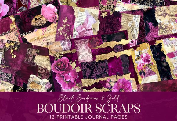 Download Boudoir Scraps Black Lace Magenta Gold - Black Collection