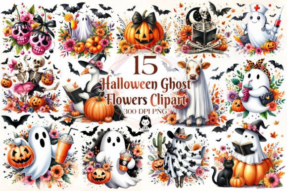 Download Halloween Fall Flowers Ghost Bundle - Halloween Collection
