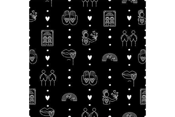 Download Lesbian Black and White Seamless Pattern - Black Collection