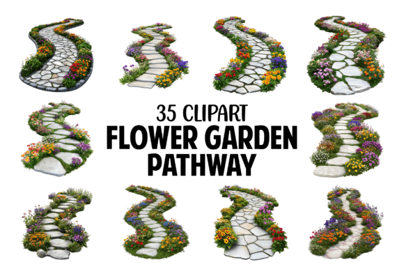 Download Flower Garden Pathway Clipart Bundle PNG - Flower garden Collection