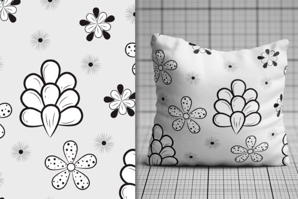 Download Black and White Flowers Simple Pattern - Black Collection
