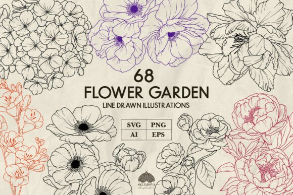 Download Flower Garden Line Art Svg Png - Flower garden Collection